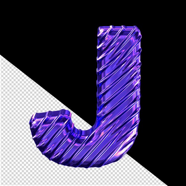 PSD Ребристая темно-фиолетовая трехмерная буква j