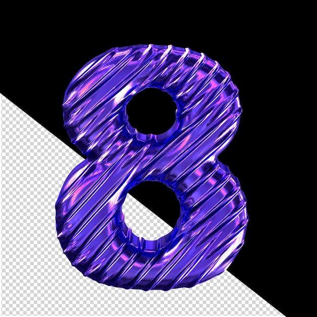 Ribbed dark purple 3d symbol number 8