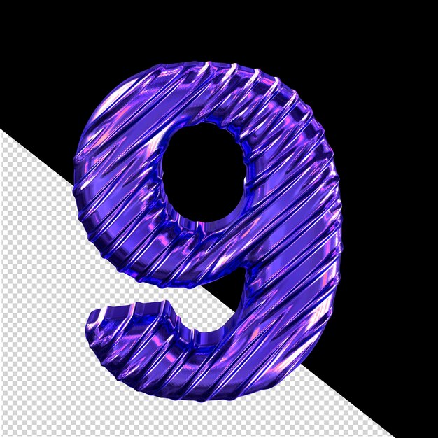 Ribbed dark purple 3d symbol number 9