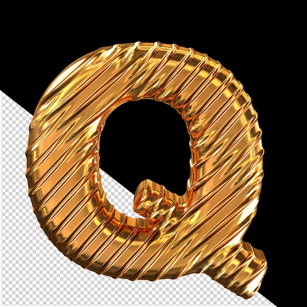 PSD simbolo 3d a righe d'oro lettera q