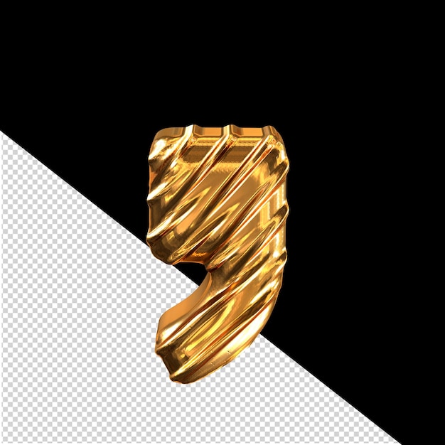 PSD Золотой 3d-символ с ребрами