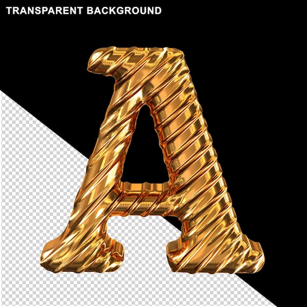 PSD ribbed gold capital letter a