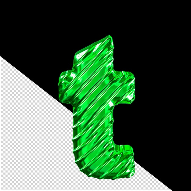 Ribbed green 3d symbol letter t