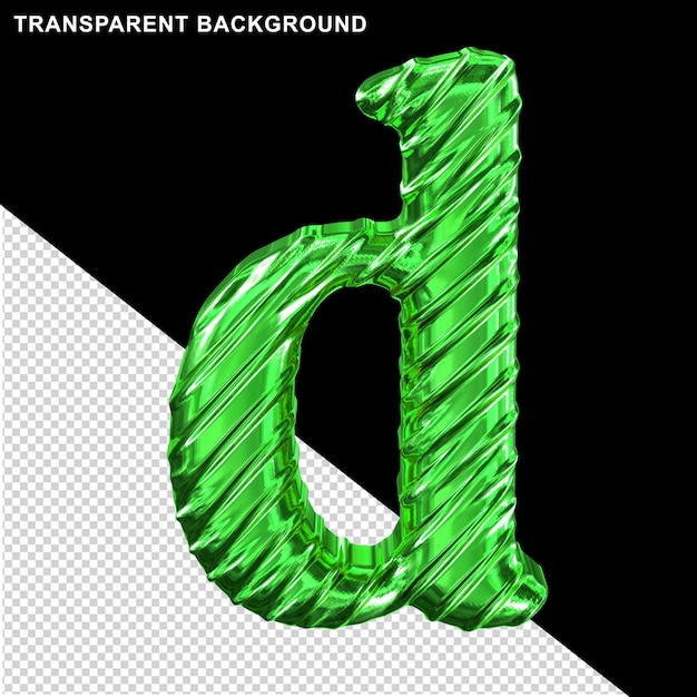 リブ付きの緑色の文字d