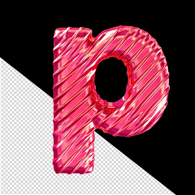 PSD Ребристая розовая трехмерная буква p