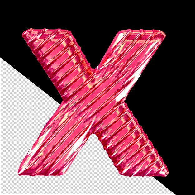 PSD ribbed pink 3d symbol letter x