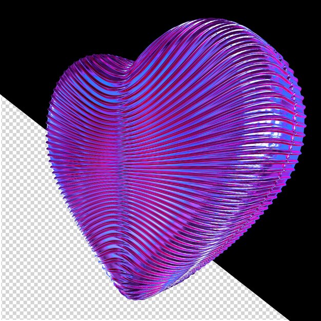 Ribbed purple 3d heart