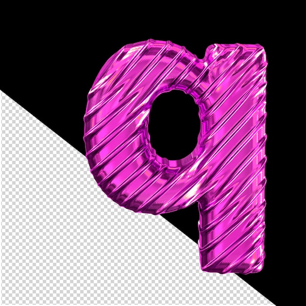 Ribbed purple 3d symbol letter q