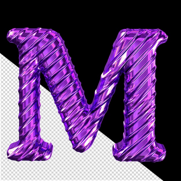 Ribbed purple symbol letter m