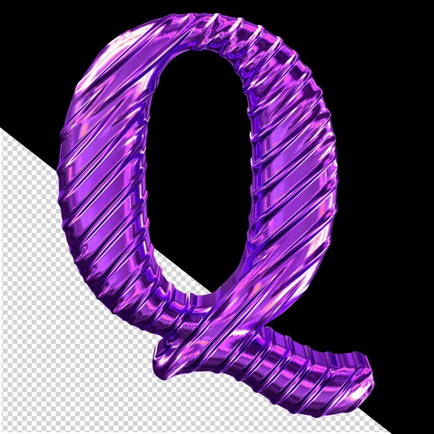 Ribbed purple symbol letter q