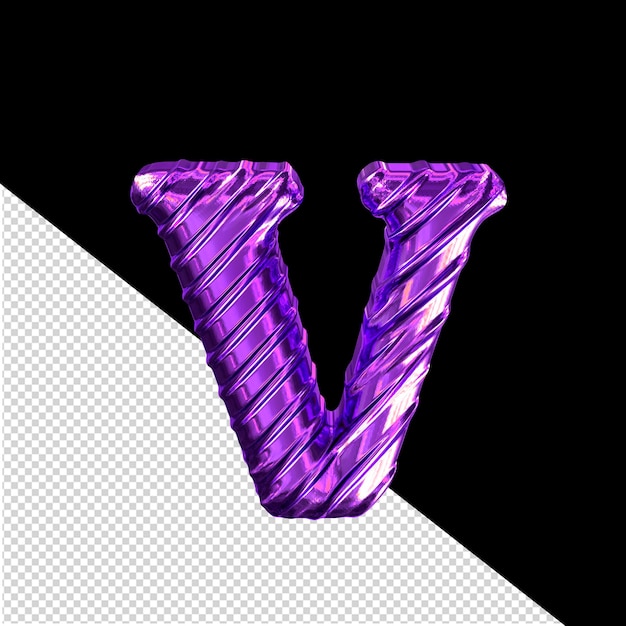 PSD ribbed purple symbol letter v