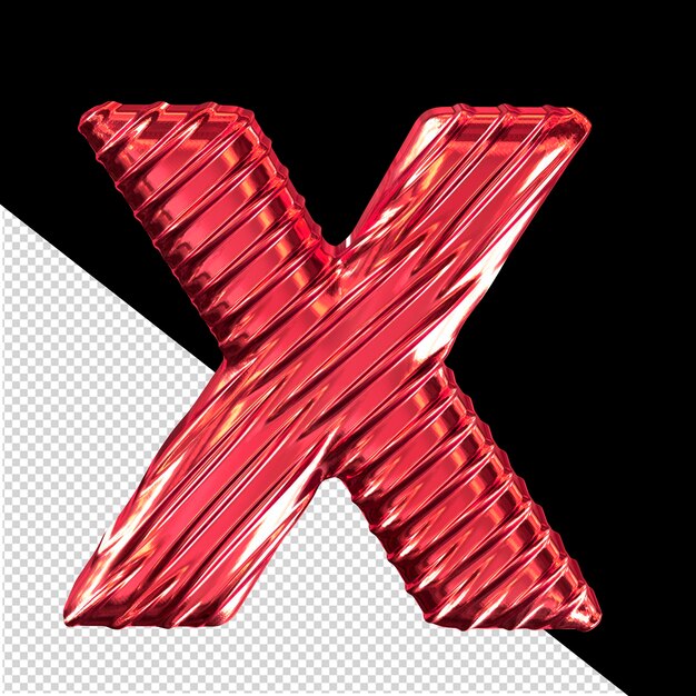 Ribbed red 3d symbol letter x