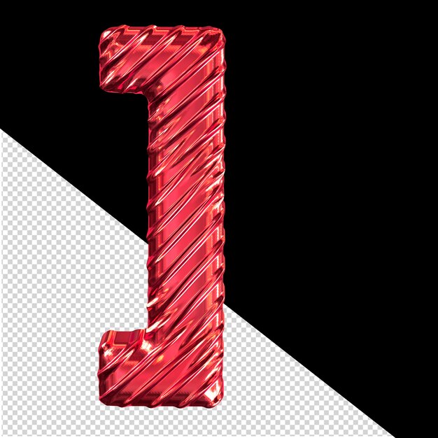 Ribbed red 3d symbol