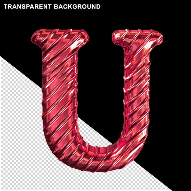 PSD ribbed red letter u