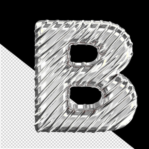 PSD simbolo 3d a righe d'argento lettera b