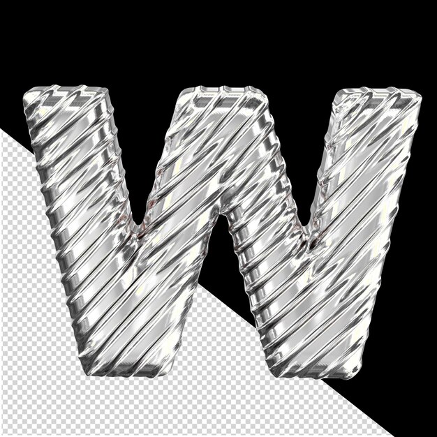 PSD ribbed silver 3d symbol letter w