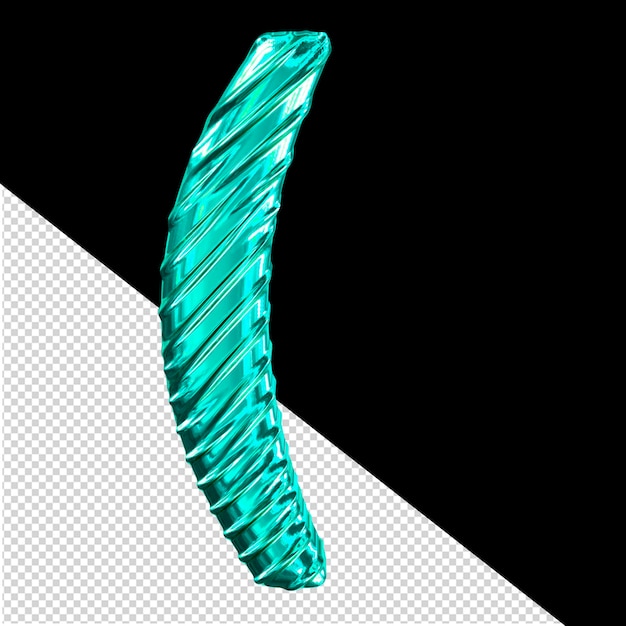 Ribbed turquoise 3d symbol