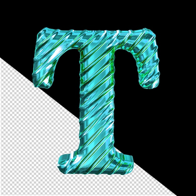 Ribbed turquoise symbol letter t