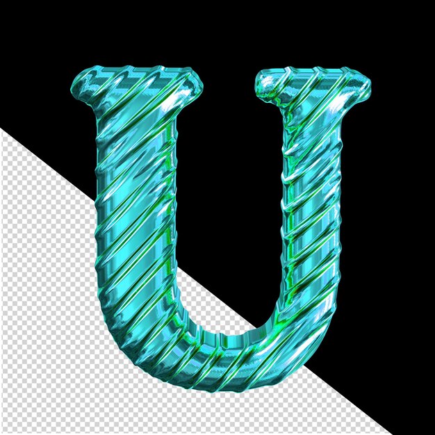 PSD ribbed turquoise symbol letter u