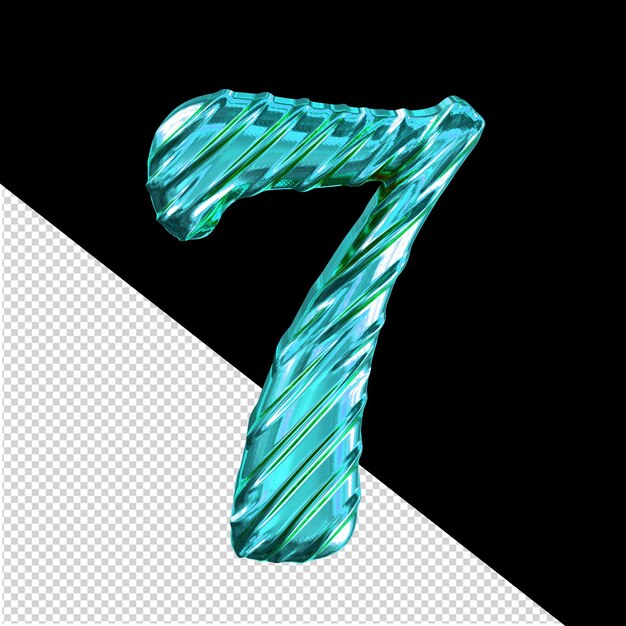 PSD ribbed turquoise symbol number 7