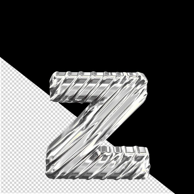 PSD ribbed zilveren 3d symbool letter z