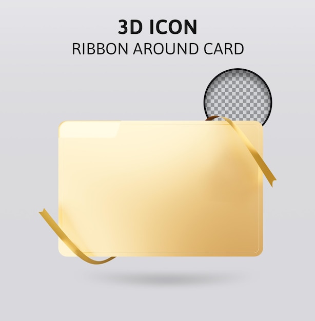 ribbon around a card 3d rendering illustration