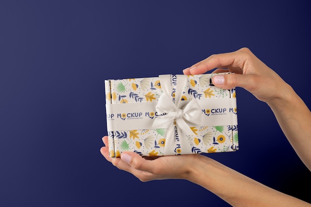 ribbon and box mockup design