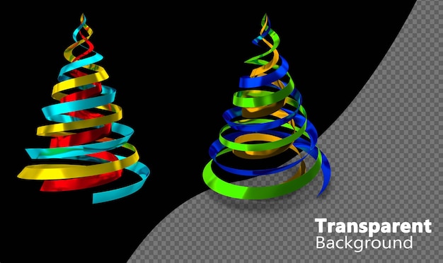 PSD albero di natale a nastro isolato su uno sfondo trasparente