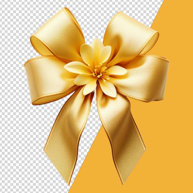 PSD ribbon or golden bow isolated on transparent background