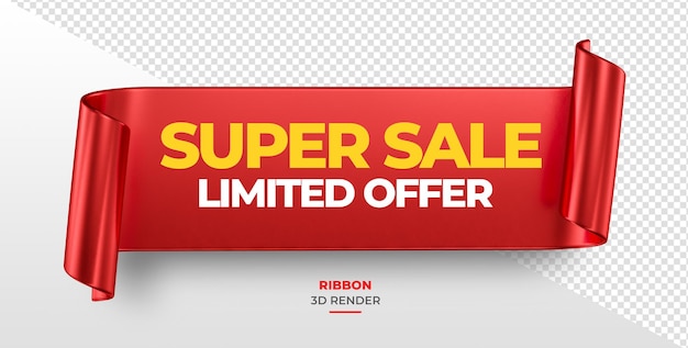 Ribbon super offer limited offer discount on transparent background