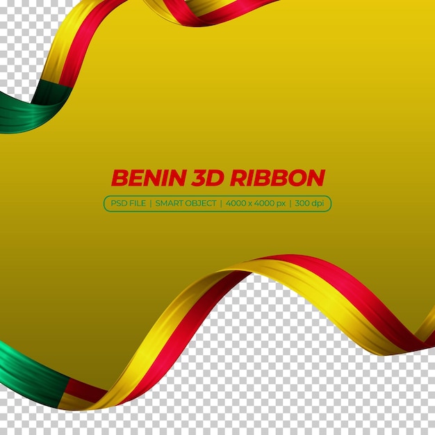 PSD ribbon with benin flag color 3d