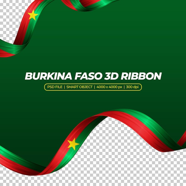 Premium PSD  Ribbon with burkina faso flag color 3d