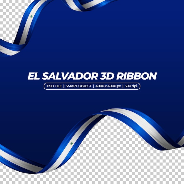 PSD ribbon with el salvador flag color 3d