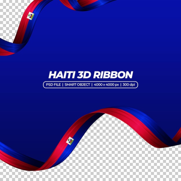 PSD nastro con la bandiera haitiana a colori 3d