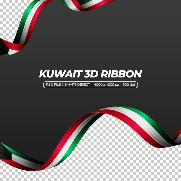 PSD nastro con bandiera kuwait colore 3d