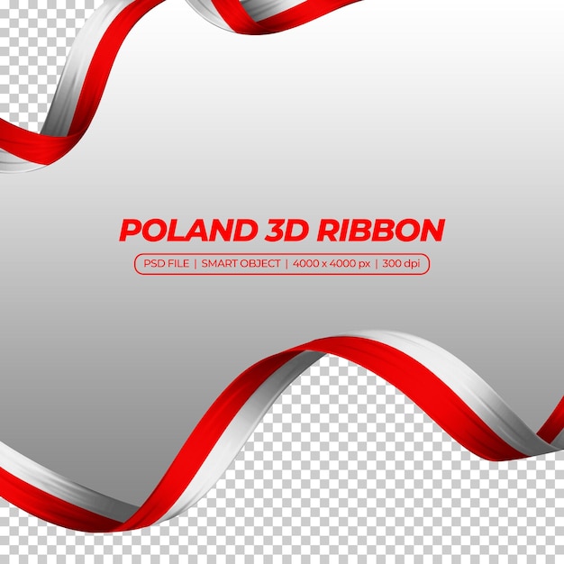 폴란드 국기 색상 3d 리본