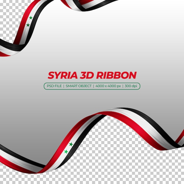 PSD ribbon with syria flag color 3d