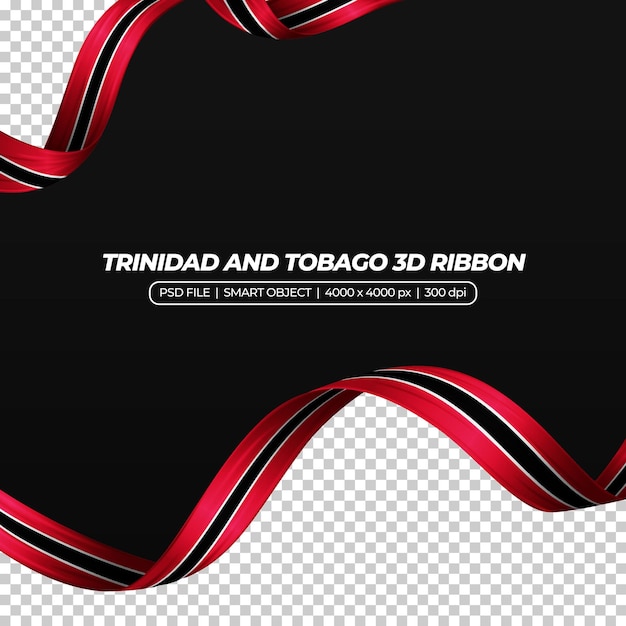PSD ribbon with trinidad and tobago flag color 3d