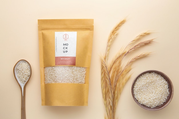 PSD rice bag packaging mockup design