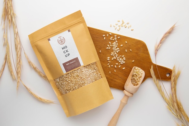 PSD rice bag packaging mockup design