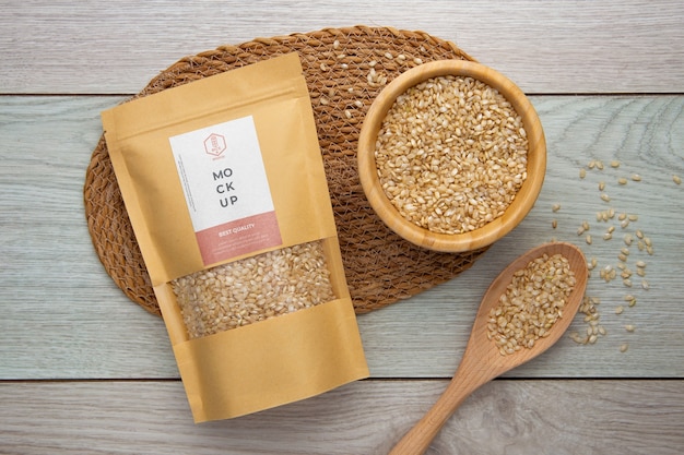 PSD rice bag packaging mockup design