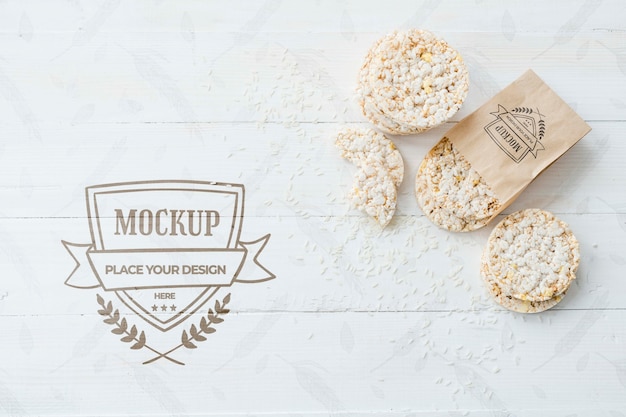 PSD rice cake arrangement with background mock-up