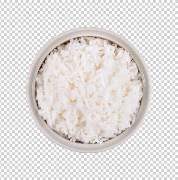 rice in gret bowl isolated premium psd top view