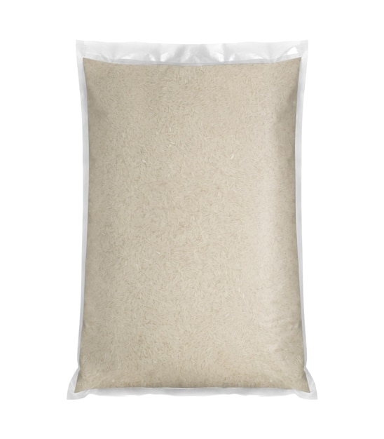 PSD 透明な背景のプラスチック袋にめ込まれた米