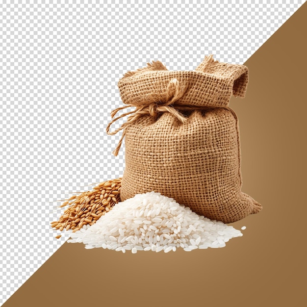 PSD rice sack isolated on white background