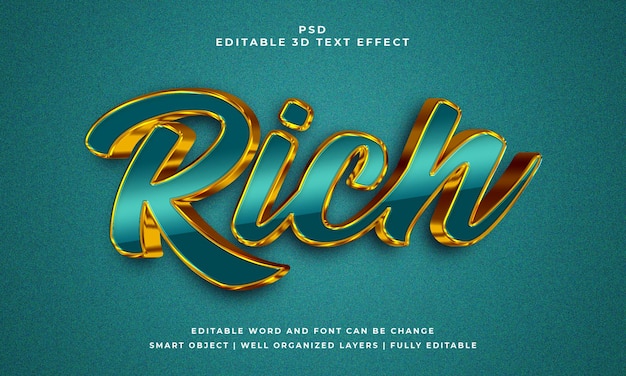 Rich 3d editable psd text effect with background