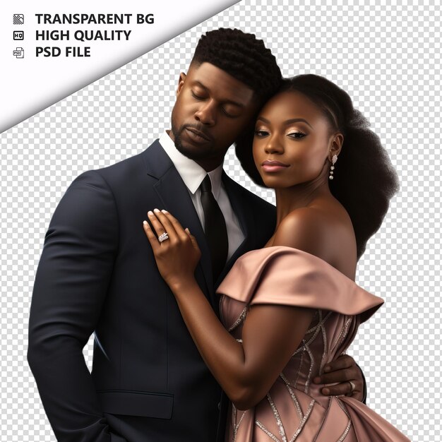 Rich black couple stile ultra realistico sullo sfondo bianco