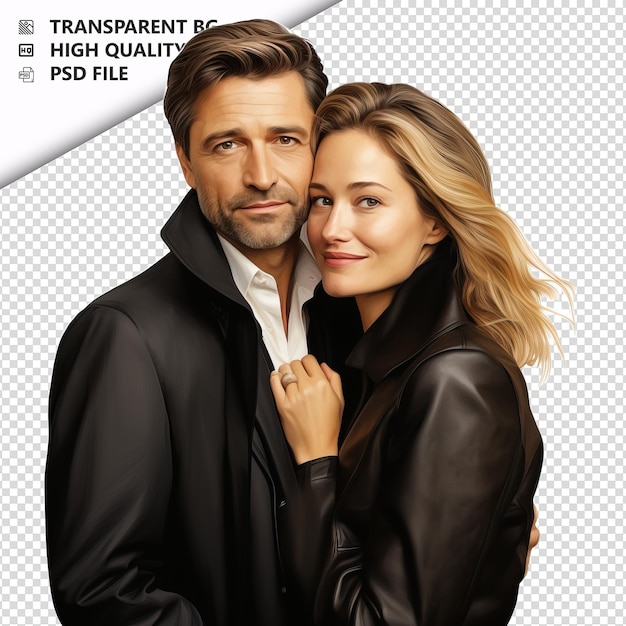 Rich european couple ultra realistic style white backgrou