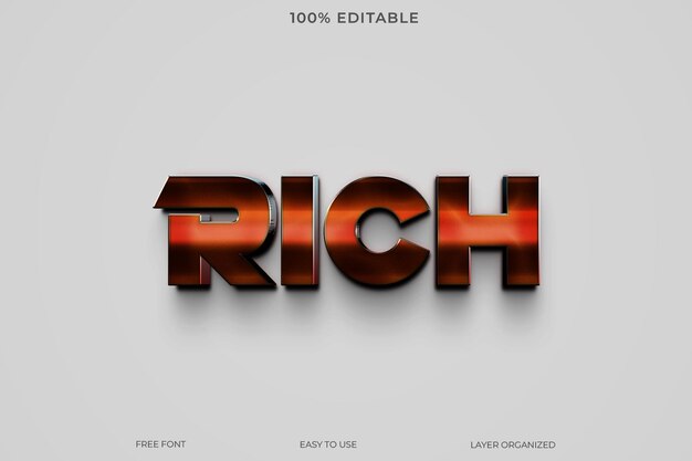 Rich text effect font editable typography 3d text style