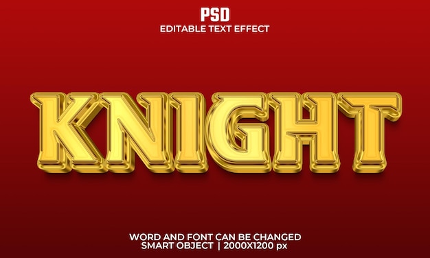 ridder 3d bewerkbaar teksteffect Premium Psd met achtergrond